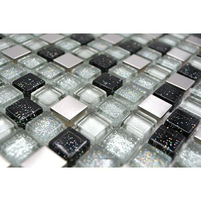 Mosaikfliese Quadrat Crystal Mix XCE 88 (30,5 x 32,2 cm, Silber, Glänzend)