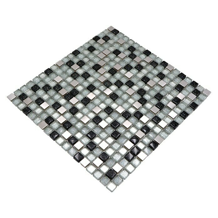 Mosaikfliese Quadrat Crystal Mix XCE 88 (30,5 x 32,2 cm, Silber, Glänzend)