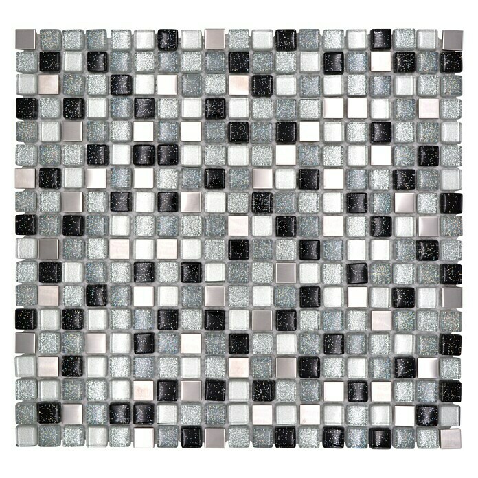 Mosaikfliese Quadrat Crystal Mix XCE 88 (30,5 x 32,2 cm, Silber, Glänzend)