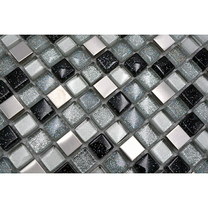 Mosaikfliese Quadrat Crystal Mix XCE 88 (30,5 x 32,2 cm, Silber, Glänzend)