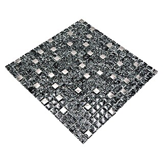 Mozaik pločica Quadrat Crystal Mix XIC 1099 (30 x 30 cm, Crne-srebrne boje, Sjaj)