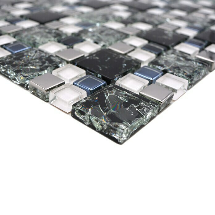Mosaikfliese Crystal Mix XIC K1499 (33,8 x 33,8 cm, Schwarz, Glänzend)