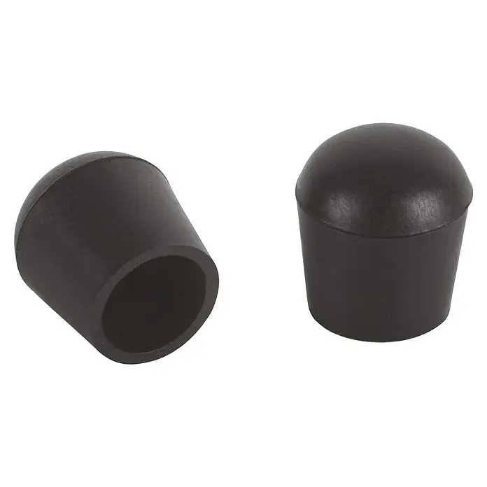 Rohrkappen - Durchmesser: 10 mm, Schwarz - Nahaufnahme von zwei schwarzen Stuhlkappen, die den Boden vor Kratzern schützen.