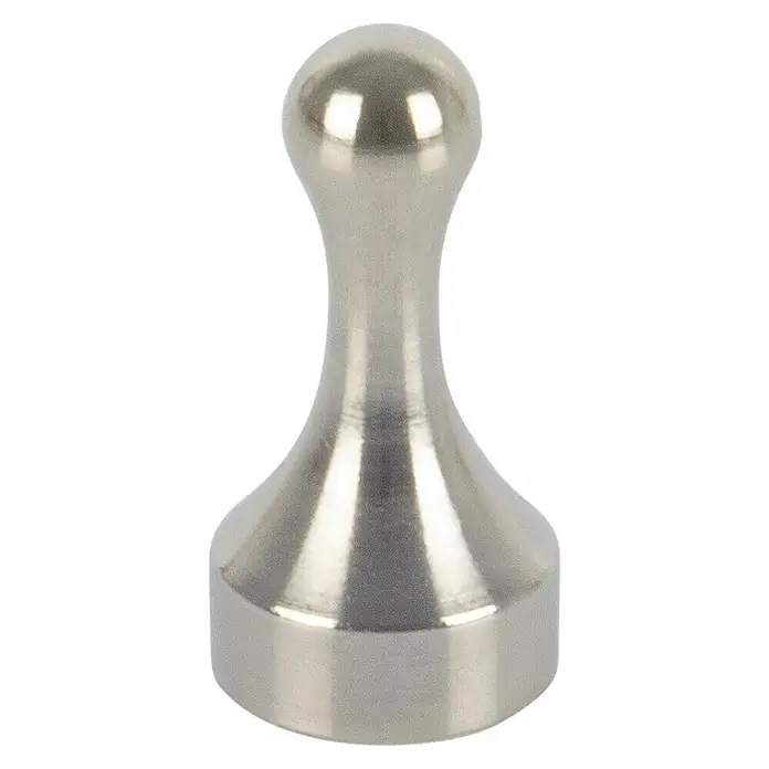 Fix-o-moll Magnet Kegel Neodym - Durchmesser: 8 mm, Höhe: 16 mm - Nahaufnahme eines einzelnen, runden, silberfarbenen Magneten. Dieser Magnet hat eine polierte Oberfläche und eine konische Form.