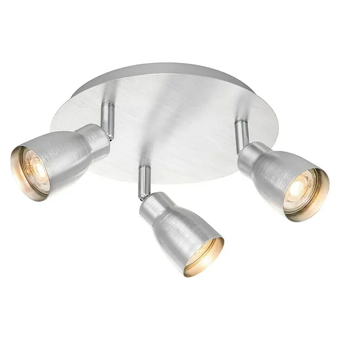 Home Sweet Home LED-Deckenstrahler rund Alba - 5,8 W, Ø x H: 20 x 13,5 cm, Aluminium, Warmweiß, 3 Stk. - Silberne Deckenleuchte mit drei Strahlern, die ein helles, warmes Licht spenden und den Raum stilvoll beleuchten.