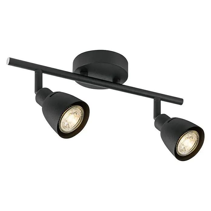 Home Sweet Home LED-Deckenstrahler Aka - 5,8 W, L x B x H: 9,5 x 32,5 x 16,5 cm, Schwarz, Warmweiß - Schwarze Deckenleuchte mit zwei Strahlern für eine moderne Beleuchtung im Raum. Die Spots sind verstellbar und sorgen für gezieltes Licht.