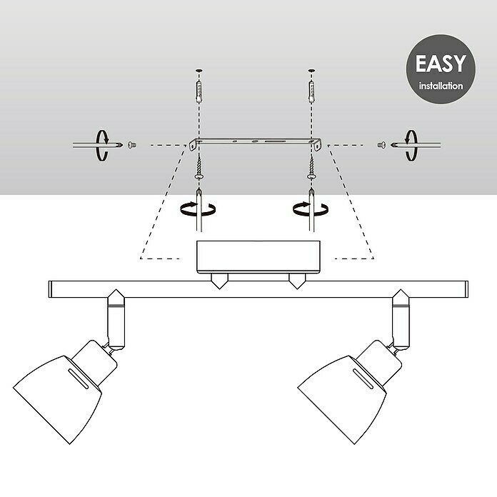 Home Sweet Home LED-Deckenstrahler Aka (5,8 W, L x B x H: 9,5 x 32,5 x 16,5 cm, Schwarz, Warmweiß) | BAUHAUS