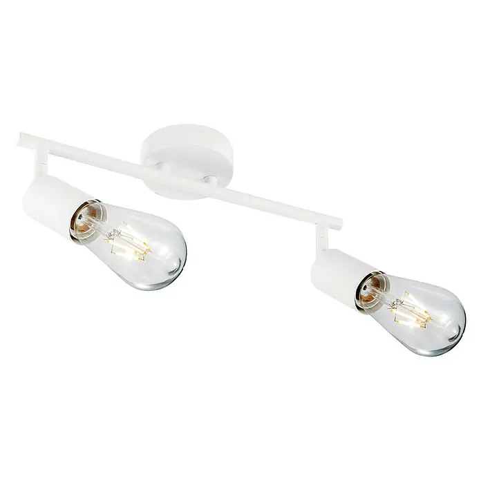 Home Sweet Home LED-Deckenleuchte Mello - 4 W, L x B x H: 11,3 x 33,5 x 16 cm, Weiß, Warmweiß, 2 Stk. - Moderne, weiße Deckenleuchte mit zwei Edison-Glühbirnen für eine stilvolle Beleuchtung.