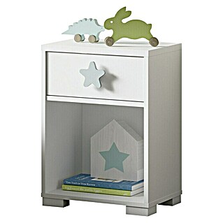 Muebles Pitarch Mesita de noche Sweet (L x An x Al: 33 x 40 x 56 cm, Blanco/Gris)