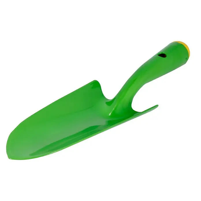Hand-Blumenkelle - Grün - Grüne Gartenschaufel mit gelbem Griffende. Ideal zum Pflanzen und Umtopfen im Garten oder auf dem Balkon.