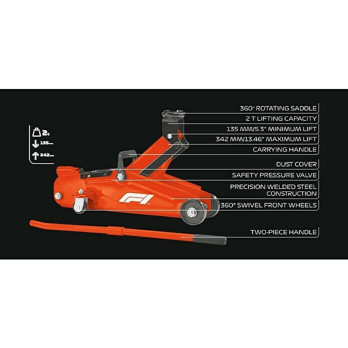 Formula 1® Hydraulischer Rangierwagenheber FJ200Hubhöhe: 135 mm - 342 mm Unknown