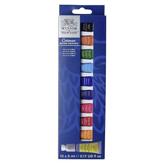 Winsor & Newton Cotman Aquarellfarben-Set10 Stk. x 5 ml, Tube Front View