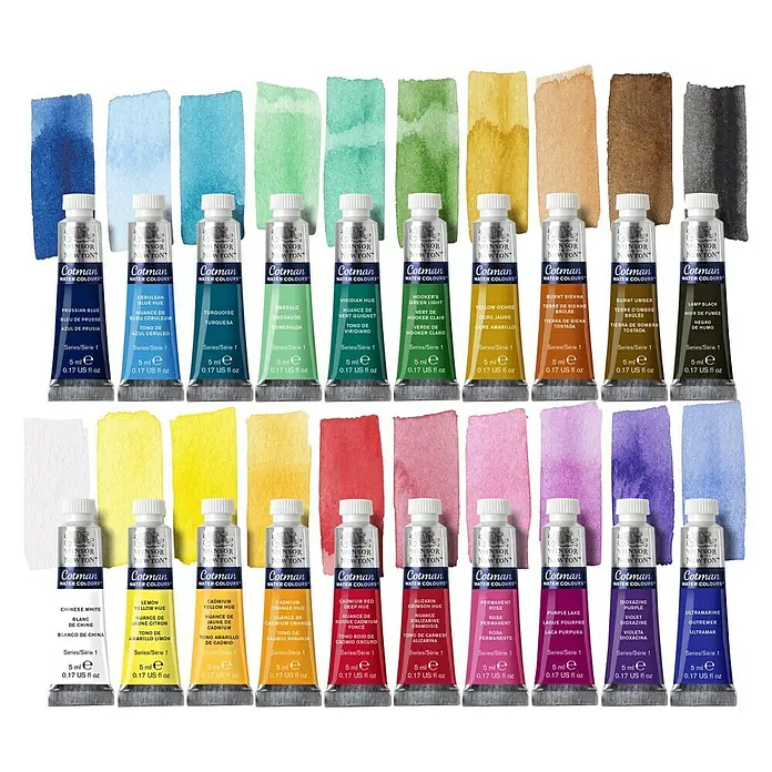 Winsor & Newton Cotman Aquarellfarben-Set - 20 Stk. x 5 ml, Tube - Palette von Cotman Aquarellfarben.