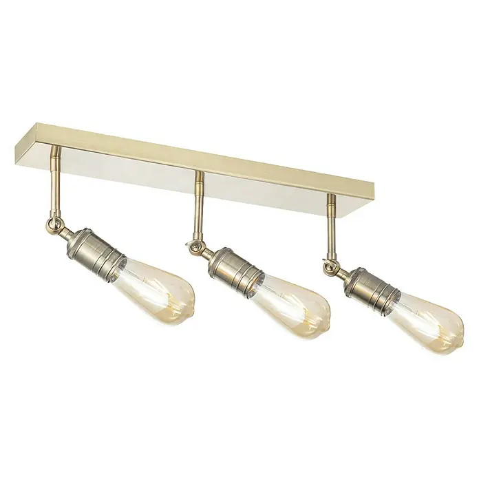 Home Sweet Home LED-Deckenleuchte Spy - 4 W, L x B x H: 47 x 9,5 x 20,5 cm, Gold, Warmweiß, 3 Stk. - Deckenleuchte mit drei justierbaren Leuchtenarmen und Edison-Glühbirnen für ein warmes Licht.