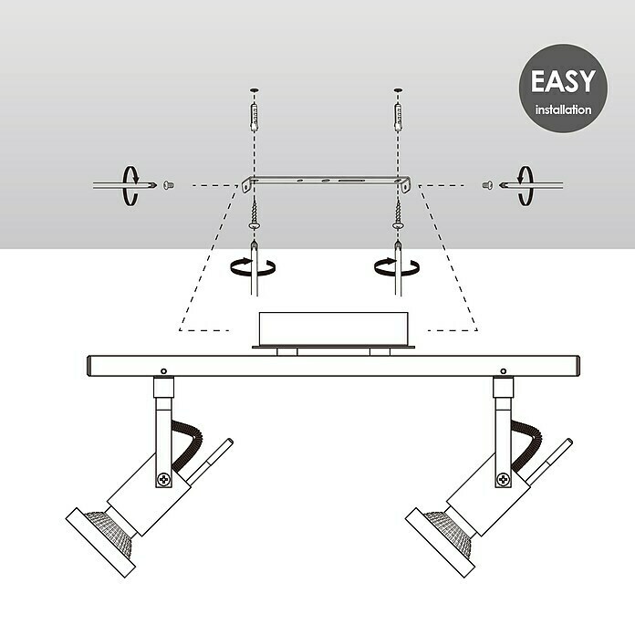 Home Sweet Home LED-Deckenstrahler Cali (5,8 W, L x B x H: 11,5 x 32 x 16,5 cm, Aluminium, Warmweiß, 2 Stk.) | BAUHAUS