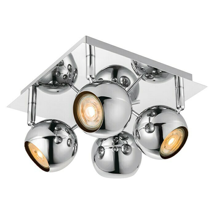 Home Sweet Home LED-Deckenstrahler Bollo (5,8 W, L x B x H: 22 x 22 x 14 cm, Chrom, Warmweiß, 4 Stk.) | BAUHAUS