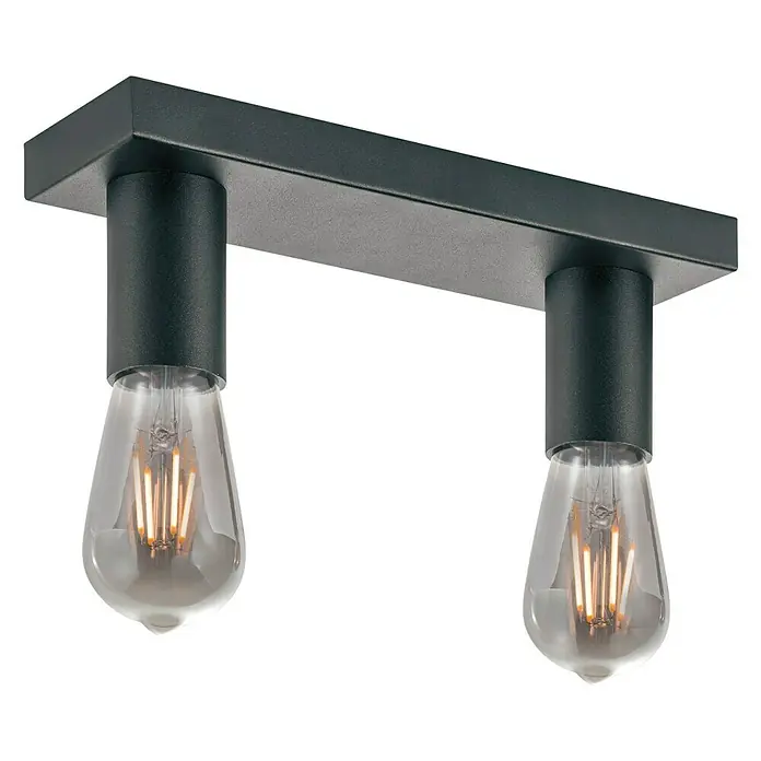 Home Sweet Home LED-Deckenleuchte Nitro - 4 W, L x B x H: 30 x 9,5 x 10,5 cm, Schwarz, Warmweiß, 2 Stk. - Moderne Deckenleuchte mit zwei Edison-Glühbirnen. Das schlichte Design fügt sich nahtlos in jeden Raum ein und sorgt für stimmungsvolle Beleuchtung.