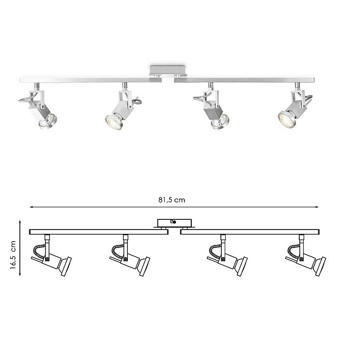 Home Sweet Home LED-Deckenstrahler Cali (5,8 W, L x B x H: 11,5 x 81,5 x 16,5 cm, Aluminium, Warmweiß, 4 Stk.) | BAUHAUS