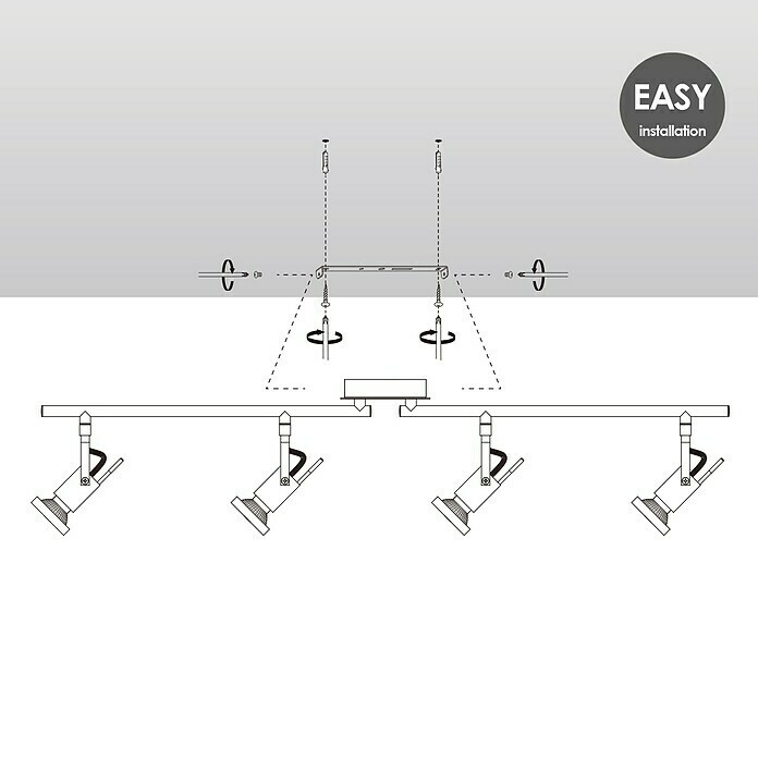 Home Sweet Home LED-Deckenstrahler Cali (5,8 W, L x B x H: 11,5 x 81,5 x 16,5 cm, Aluminium, Warmweiß, 4 Stk.) | BAUHAUS