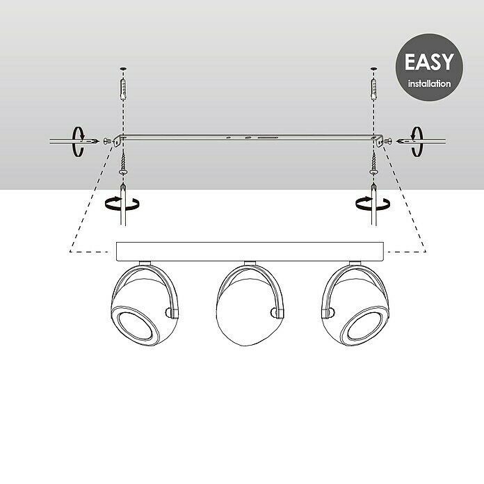 Home Sweet Home LED-Deckenstrahler Nop (5,8 W, L x B x H: 9,5 x 35,5 x 14 cm, Sandschwarz, Warmweiß, 3 Stk.) | BAUHAUS