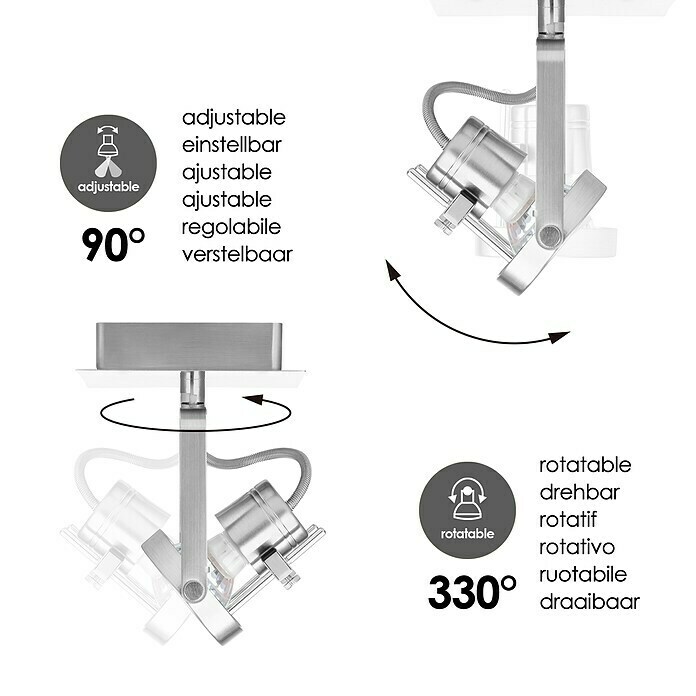 Home Sweet Home LED-Deckenstrahler Robo (5,8 W, L x B x H: 11,5 x 11,5 x 17 cm, Silber, Warmweiß, 1 Stk.) | BAUHAUS