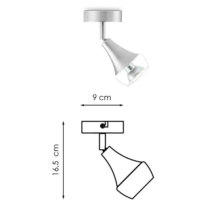Home Sweet Home LED-Deckenstrahler rund Vaya - 5 W, Ø x H: 9,5 x 16,5 cm, Silber, Warmweiß - Nahaufnahme einer verstellbaren silberfarbenen Deckenleuchte, die moderne Beleuchtung und Funktionalität vereint.