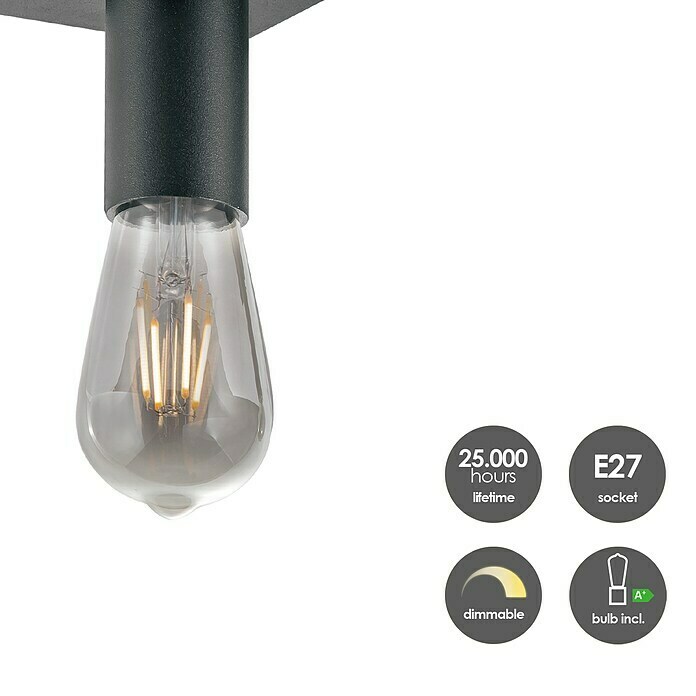 Home Sweet Home LED-Deckenleuchte Nitro (4 W, L x B x H: 40,7 x 9,5 x 10,5 cm, Schwarz, Warmweiß, 3 Stk.) | BAUHAUS