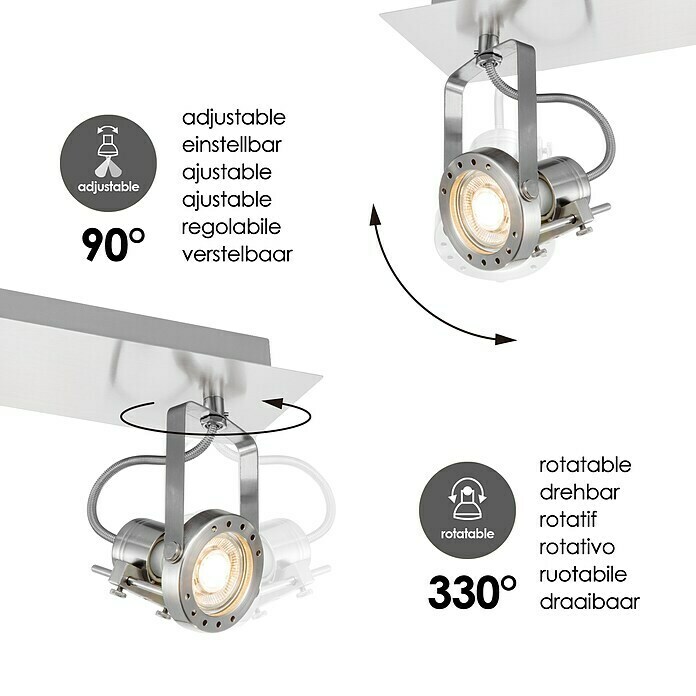 Home Sweet Home LED-Deckenstrahler Robo (5,8 W, L x B x H: 11,5 x 32 x 17 cm, Silber, Warmweiß, 2 Stk.) | BAUHAUS