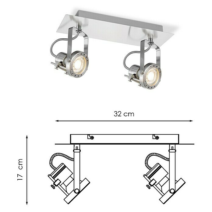 Home Sweet Home LED-Deckenstrahler Robo (5,8 W, L x B x H: 11,5 x 32 x 17 cm, Silber, Warmweiß, 2 Stk.) | BAUHAUS