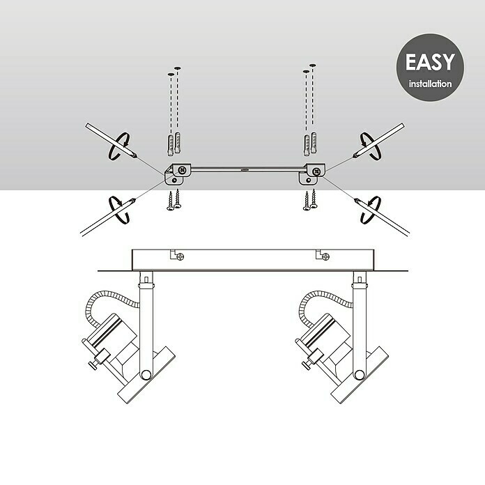 Home Sweet Home LED-Deckenstrahler Robo (5,8 W, L x B x H: 11,5 x 32 x 17 cm, Silber, Warmweiß, 2 Stk.) | BAUHAUS