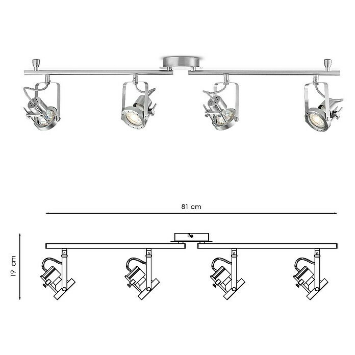 Home Sweet Home Deckenstrahler Robo (5,8 W, L x B x H: 11,5 x 81 x 19 cm, Silber, GU10) | BAUHAUS