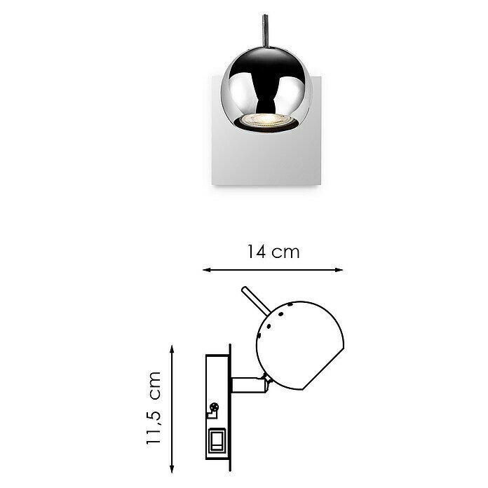 Home Sweet Home LED-Wandstrahler Bollo (5,8 W, L x B x H: 14 x 14 x 11,5 cm, Chrom, Warmweiß) | BAUHAUS