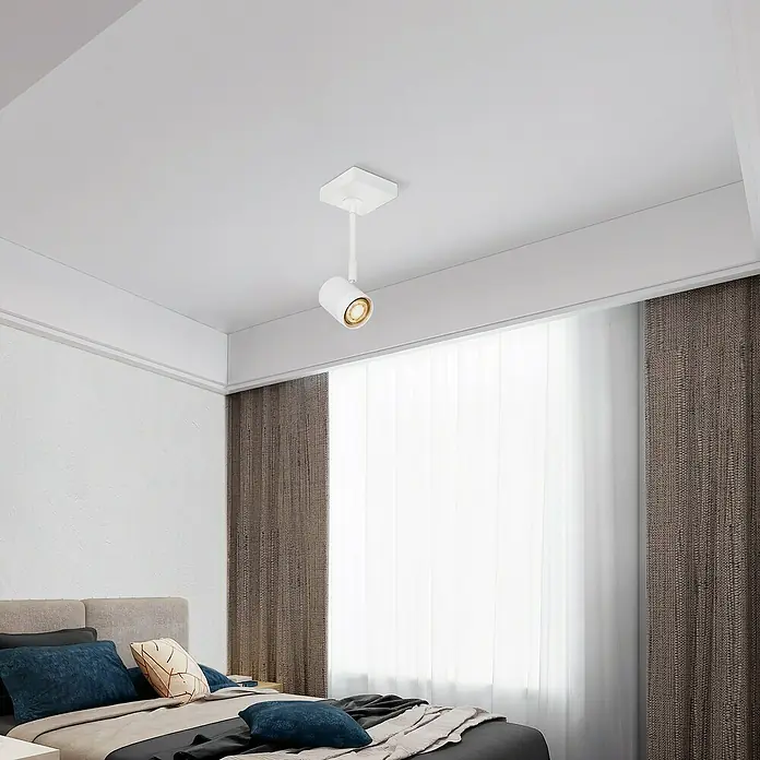 Home Sweet Home LED-Wandstrahler Manu - 5,8 W, L x B x H: 9,5 x 9,5 x 25 cm, Sandweiß, Warmweiß, 1 Stk. - Moderne Schlafzimmerbeleuchtung mit einem eleganten, weißen LED-Strahler an der Decke für eine helle und stilvolle Atmosphäre.