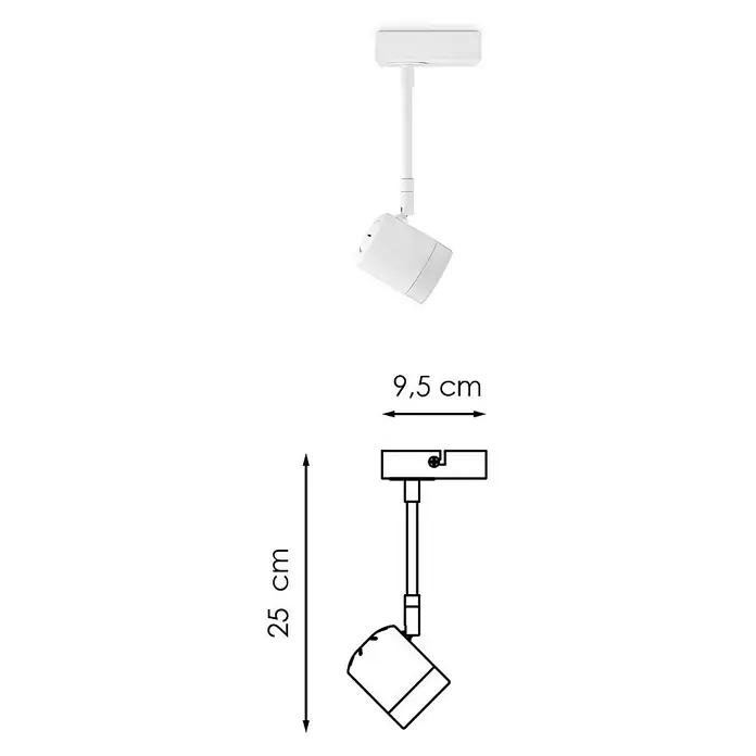 Home Sweet Home LED-Wandstrahler Manu - 5,8 W, L x B x H: 9,5 x 9,5 x 25 cm, Sandweiß, Warmweiß, 1 Stk. - Nahaufnahme einer weißen Deckenleuchte mit Maßen, die die Höhe (25 cm) und Breite (9,5 cm) hervorheben.