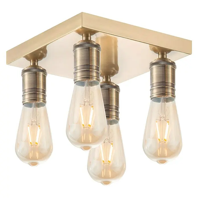 Home Sweet Home LED-Deckenleuchte Nitro - 4 W, L x B x H: 23 x 23 x 10,5 cm, Bronze, Warmweiß, 4 Stk. - Diese Deckenleuchte mit vier Vintage-Glühbirnen ist ein echter Hingucker und sorgt für eine warme, einladende Atmosphäre.