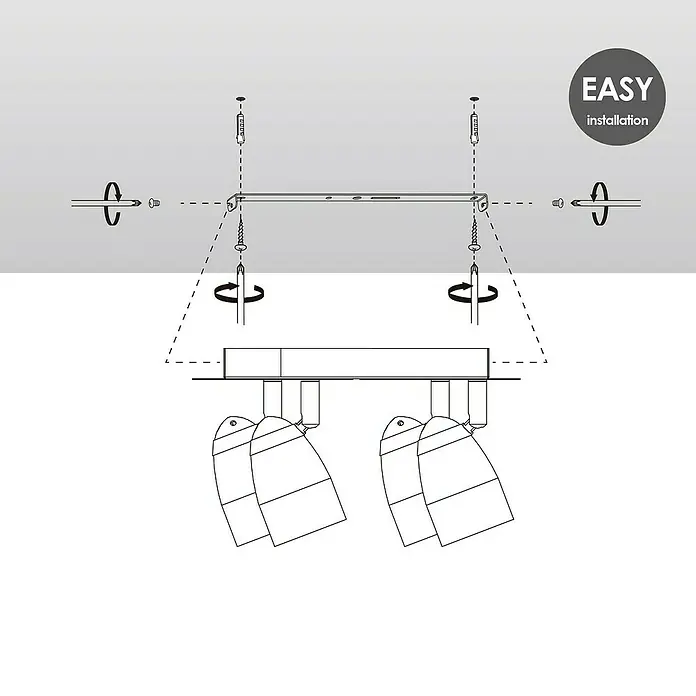 Home Sweet Home LED-Deckenstrahler Gina - 5,8 W, Sandweiß, Warmweiß, Anzahl Leuchtmittel: 3 Stk. - Anleitung zur einfachen Installation einer Deckenleuchte mit Schrauben und Dübeln für eine sichere Befestigung.