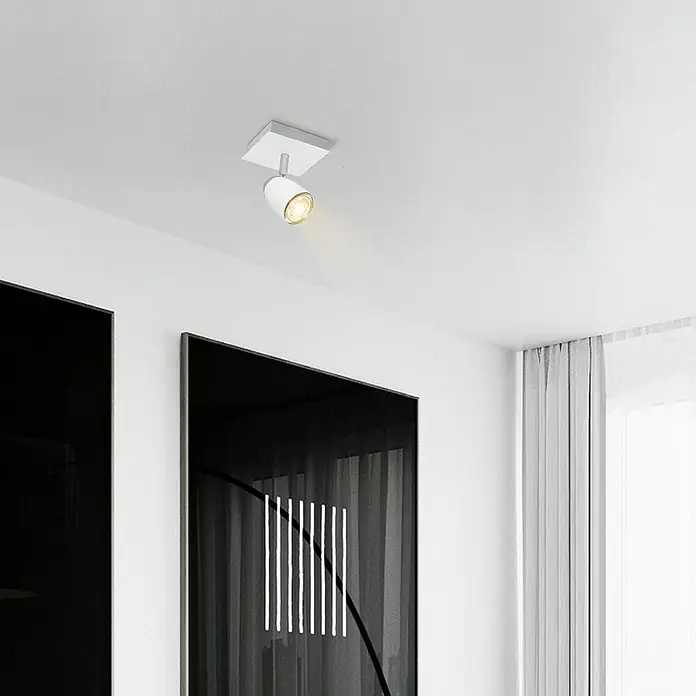 Home Sweet Home LED-Deckenstrahler Gina - 5,8 W, Sandweiß, Warmweiß, Anzahl Leuchtmittel: 1 Stk. - Weiße, moderne Deckenleuchte mit verstellbarem Spotlicht für gezielte Beleuchtung in Ihrem Zuhause. Ideal für Akzentbeleuchtung von Kunstwerken.