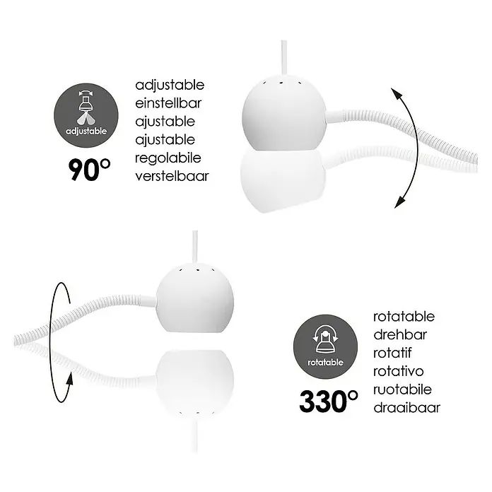 Home Sweet Home LED-Wandstrahler Bollo Flex - 5,8 W, L x B x H: 14 x 14 x 11,5 cm, Sandweiß, Warmweiß - Das Bild zeigt eine verstellbare und drehbare Leuchte, die um 90° einstellbar und um 330° drehbar ist.