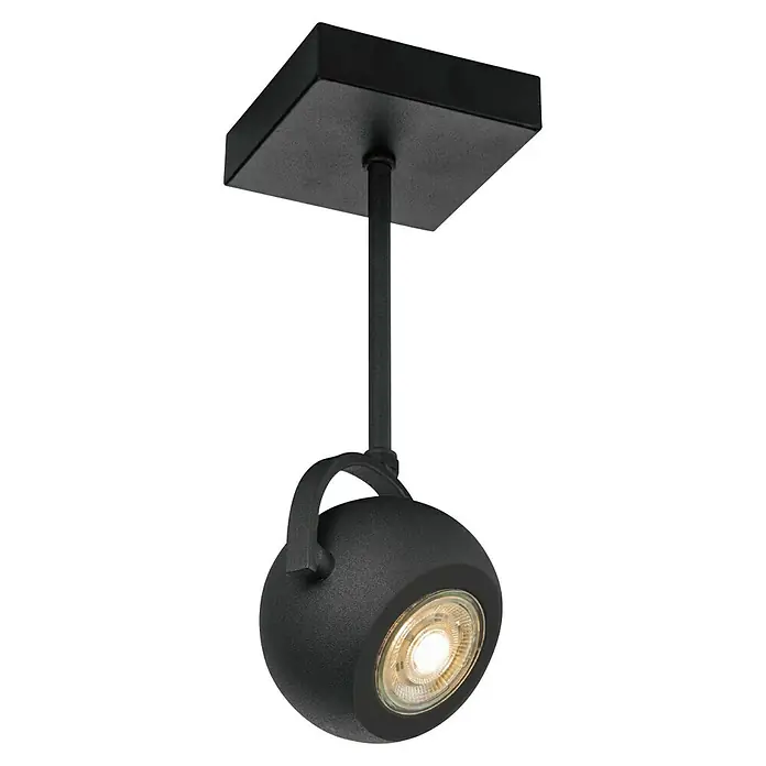 Home Sweet Home LED-Deckenstrahler Nop - 5,8 W, L x B x H: 9,5 x 9,5 x 24 cm, Sandschwarz, Warmweiß, 1 Stk. - Schwarze Deckenleuchte mit verstellbarem Strahler für gezielte Beleuchtung im Raum. Elegantes Design für moderne Innenräume.