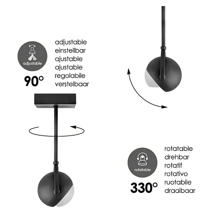 Home Sweet Home LED-Deckenstrahler Nop - 5,8 W, L x B x H: 9,5 x 9,5 x 24 cm, Sandschwarz, Warmweiß, 1 Stk. - Die verstellbare und drehbare Deckenleuchte bietet flexible Beleuchtungslösungen mit einem modernen Design, ideal für verschiedene Raumgestaltungen.