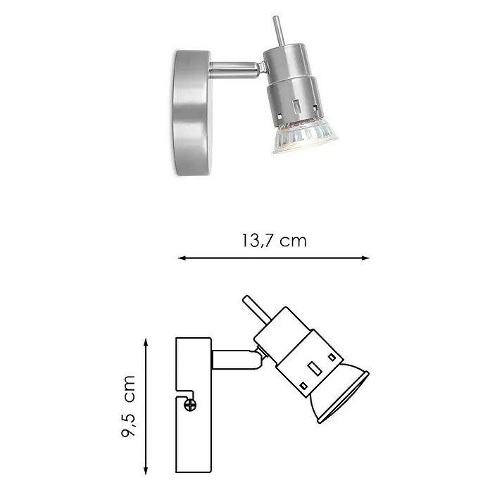 Home Sweet Home LED-Deckenstrahler rund Cilindro - 5,8 W, Ø x H: 9,5 x 13,7 cm, Silber, Warmweiß - Abbildung einer modernen Wandleuchte aus Metall, ideal für stilvolle Innenräume mit klaren Größenangaben für die Kaufentscheidung.