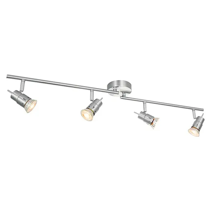 Home Sweet Home LED-Deckenstrahler Cilindro - 5,8 W, L x B x H: 9,5 x 81 x 16,2 cm, Silber, Warmweiß - Vierflammige LED-Deckenleuchte mit Spots aus gebürstetem Chrom für eine flexible Beleuchtung im Raum.