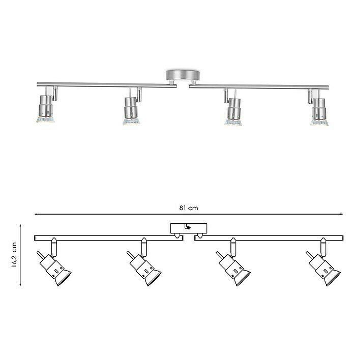 Home Sweet Home LED-Deckenstrahler Cilindro (5,8 W, L x B x H: 9,5 x 81 x 16,2 cm, Silber, Warmweiß) | BAUHAUS