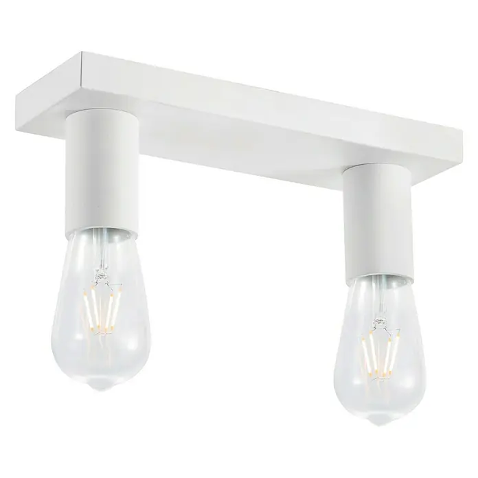 Home Sweet Home LED-Deckenleuchte Nitro - 4 W, L x B x H: 30 x 9,5 x 10,5 cm, Weiß, Warmweiß, 2 Stk. - Moderne weiße Deckenleuchte mit zwei Edison-Glühbirnen, die ein warmes Licht verbreiten. Ideal für Wohnzimmer oder Schlafzimmer.