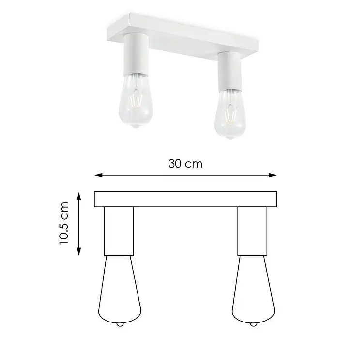 Home Sweet Home LED-Deckenleuchte Nitro - 4 W, L x B x H: 30 x 9,5 x 10,5 cm, Weiß, Warmweiß, 2 Stk. - Deckenleuchte mit zwei Glühbirnen und den Maßen 30 cm Länge und 10,5 cm Höhe. Moderne, weiße Leuchte für stilvolle Beleuchtung.