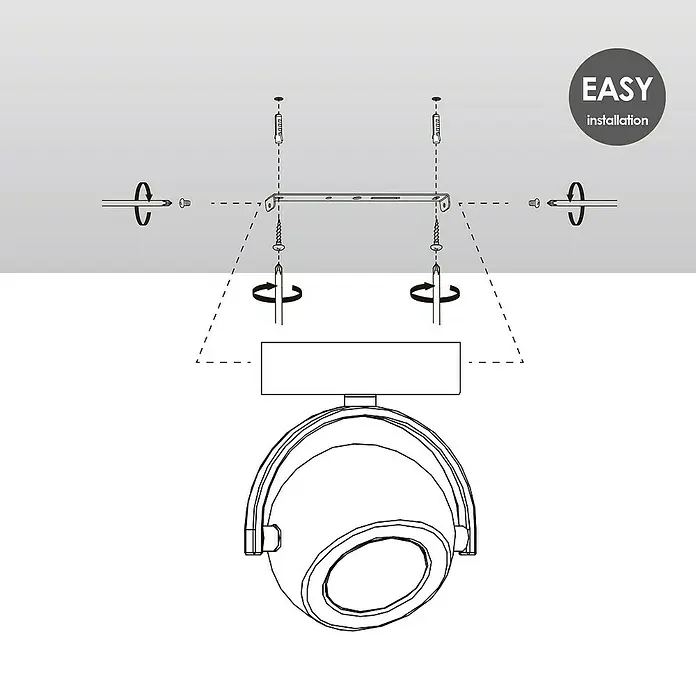 Home Sweet Home LED-Deckenstrahler Nop - 5,8 W, L x B x H: 9,5 x 9,5 x 14 cm, Sandschwarz, Warmweiß, 1 Stk. - Installationsanleitung für eine Deckenleuchte mit Schrauben zur einfachen Montage.