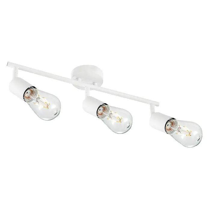 Home Sweet Home LED-Deckenleuchte Mello - 4 W, L x B x H: 11,3 x 45,5 x 16 cm, Weiß, Warmweiß, 3 Stk. - Eine weiße Deckenleuchte mit drei Edison-Glühbirnen, die ein warmes, einladendes Licht spenden.
