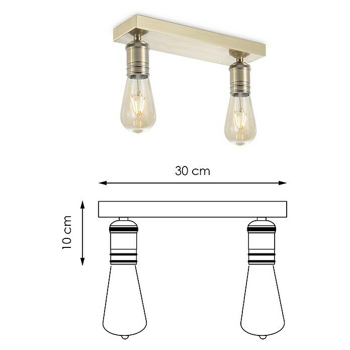 Home Sweet Home LED-Deckenleuchte Nitro (4 W, L x B x H: 30 x 9,5 x 10,5 cm, Bronze, Warmweiß, 2 Stk.) | BAUHAUS