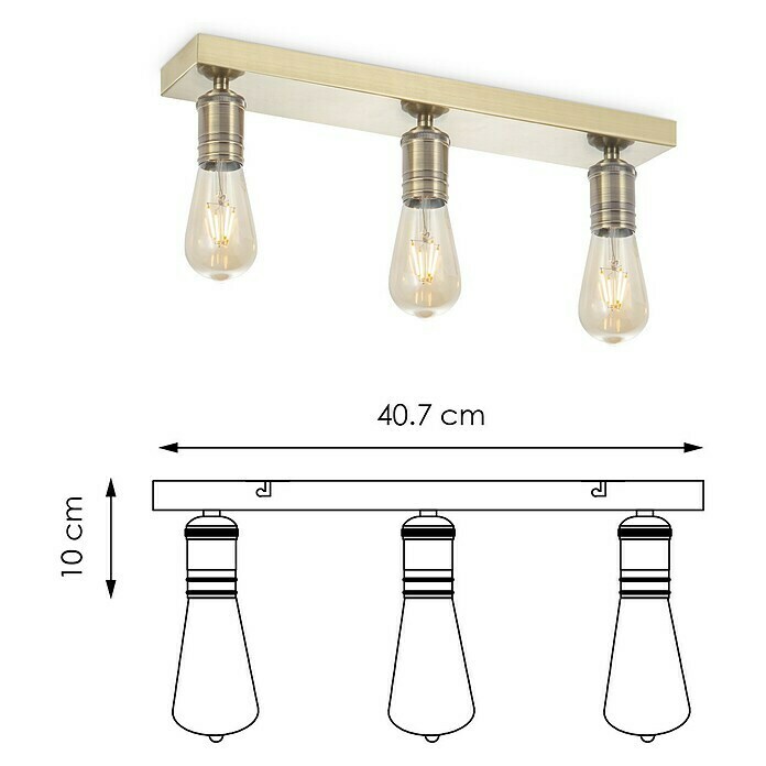 Home Sweet Home LED-Deckenleuchte Nitro (4 W, L x B x H: 40,7 x 9,5 x 10,5 cm, Bronze, Warmweiß, 3 Stk.) | BAUHAUS