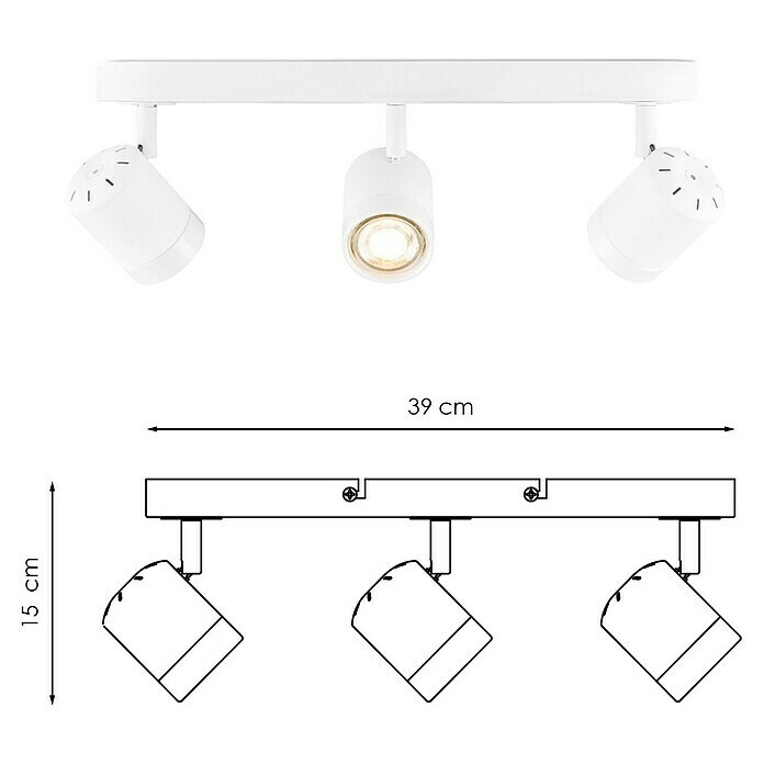 Home Sweet Home LED-Wandstrahler Manu (5,8 W, L x B x H: 9,5 x 39 x 15 cm, Sandweiß, Warmweiß, 3 Stk.) | BAUHAUS